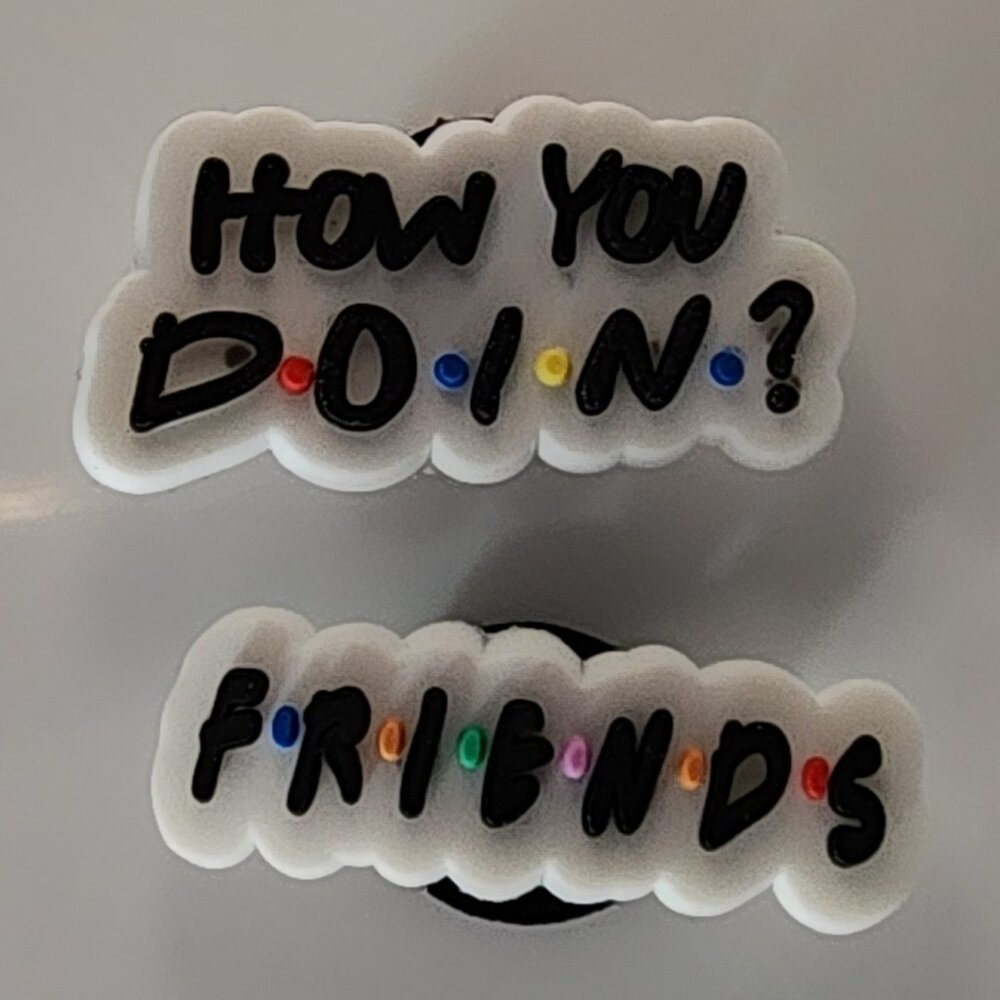 Friends themed Croc jibbits rubber shoe charms set of 2